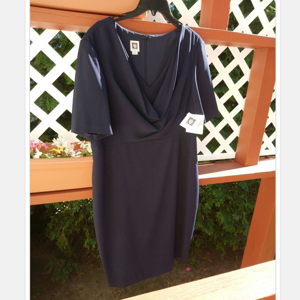 NEW Anne Klein cowl neck dress dark navy